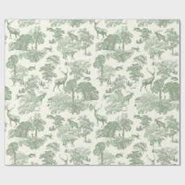 Elegante Sage Green Deer Woodland Toile Cadeaupapier