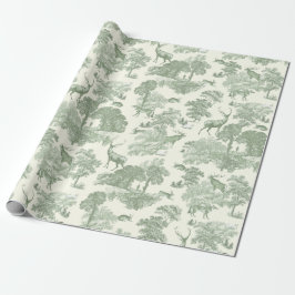 Elegante  Sage Green Deer Woodland Toile Cadeaupapier