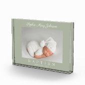 Elegante Sage Green doop Keepsake Fotoblokken (Rechts)