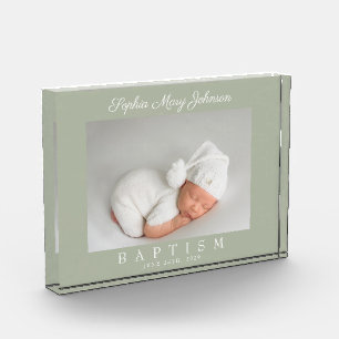 Elegante Sage Green doop Keepsake Fotoblokken