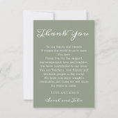 Elegante Sage Green en White Script Wedding Bedankkaart (Voorkant)