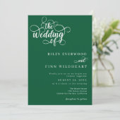 Elegante Sage Green en White Script Wedding Kaart (Staand voorkant)