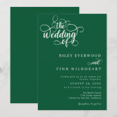 Elegante Sage Green en White Script Wedding Kaart (Voorkant / Achterkant)
