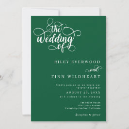 Elegante Sage Green en White Script Wedding Kaart