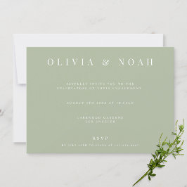 Elegante Sage Green Engagement Party uitnodiging