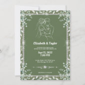 Elegante Sage Green Eucalyptus Glitter Wedding Kaart (Voorkant)