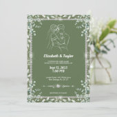 Elegante Sage Green Eucalyptus Glitter Wedding Kaart (Staand voorkant)