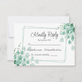 Elegante Sage Green Eucalyptus Greenery RSVP kaart (Voorkant)