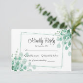 Elegante Sage Green Eucalyptus Greenery RSVP kaart (Staand voorkant)
