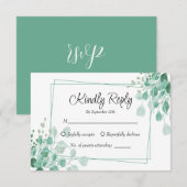 Elegante Sage Green Eucalyptus Greenery RSVP kaart (Voorkant / Achterkant)