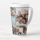 Elegante Sage Green Family Fotocollage Keepsake Latte Mok (Rechterhoek)