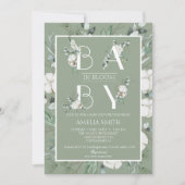 Elegante Sage Green Floral Baby in Bloom Kaart (Voorkant)