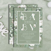 Elegante Sage Green Floral Baby in Bloom Kaart