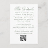 Elegante Sage Green Floral Crest Wedding Details Informatiekaartje (Voorkant)