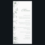 Elegante Sage Green Floral Garden Wedding Flat Men Menu<br><div class="desc">Floral salie groen bruiloft menu.</div>