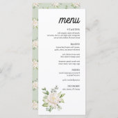 Elegante Sage Green Floral Peony Dinner Menu (Voorkant / Achterkant)