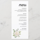 Elegante Sage Green Floral Peony Dinner Menu (Voorkant)