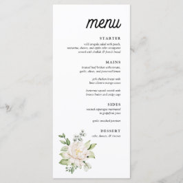 Elegante Sage Green Floral Peony Dinner Menu