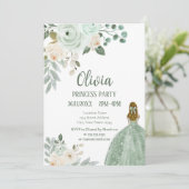 Elegante Sage Green Floral Princess Party Kaart (Staand voorkant)