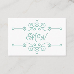 Elegante Sage Green Flourish Chic Monogram  Visitekaartje