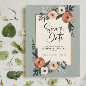 Elegante Sage Green Foliage Wedding Save the Date Kaart