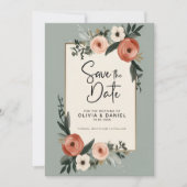 Elegante Sage Green Foliage Wedding Save the Date Kaart (Voorkant)
