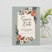 Elegante Sage Green Foliage Wedding Save the Date Kaart (Staand voorkant)