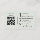 Elegante Sage Green Foto Makelaar QR Code Visitekaartje (Achterkant)