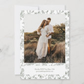 Elegante Sage Green Foto Victoriaans bruiloft Kaart (Achterkant)