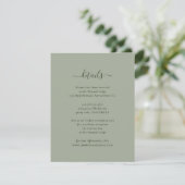 Elegante Sage Green Gast Informatie Kaarten (Staand voorkant)