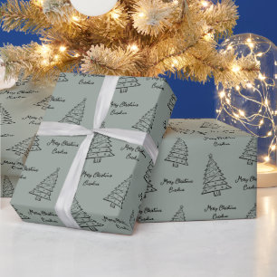 Elegante Sage Green gepersonaliseerde kerst Cadeaupapier