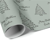 Elegante Sage Green gepersonaliseerde kerst Cadeaupapier (Rol Hoek)