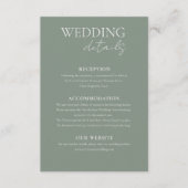 Elegante Sage Green Ginkgo Leaf Wedding Details Informatiekaartje (Voorkant)