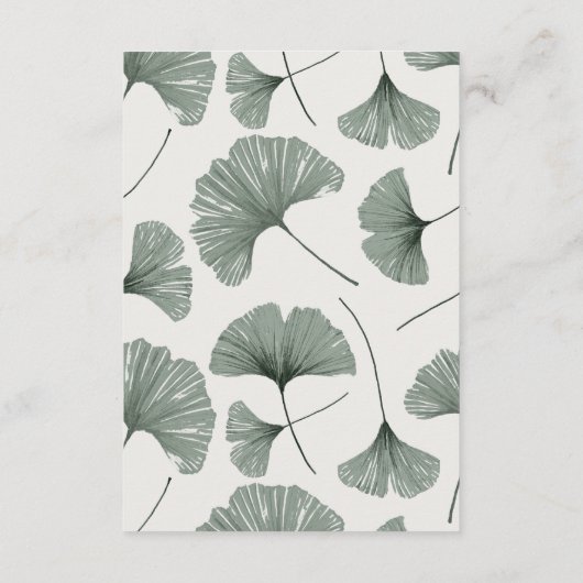 Elegante Sage Green Ginkgo Leaf Wedding Details Informatiekaartje (Achterkant)