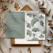 Elegante Sage Green Ginkgo Leaf Wedding Details Informatiekaartje