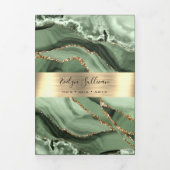 Elegante Sage Green Gold Agaat Trifold Brochure Drieluik Kaart (Cover)