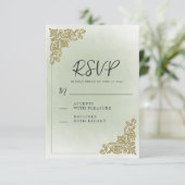 Elegante  Sage Green Gold Wedding RSVP Kaartje (Staand voorkant)