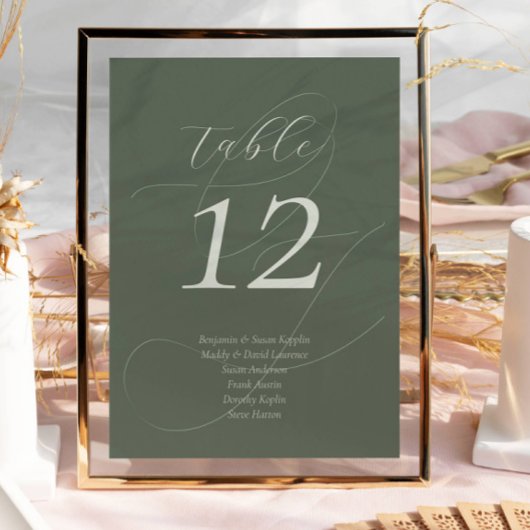 Elegante Sage Green Guest Names Script Wedding Kaart