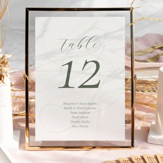 Elegante Sage Green Guest Names Script Wedding Kaart