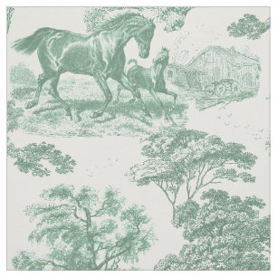 Elegante Sage Green Horse Toile Stof