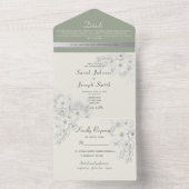 Elegante Sage Green Ivory Wedding All In One Uitnodiging (Binnen)