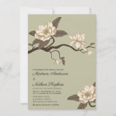 Elegante  Sage Green Magnolia bruiloft Kaart (Voorkant)