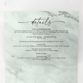 Elegante Sage Green Marble met Folie bruiloft Drieluik Uitnodiging (Binnenzijde eerst)