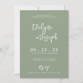 Elegante Sage Green Minimal Boho RSVP bruiloft Kaart (Voorkant)