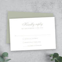 Elegante Sage Green Minimal Wedding RSVP Kaart