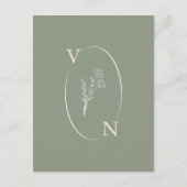 Elegante Sage Green Minimalist Boho Floral Wedding Informatiekaartje (Achterkant)