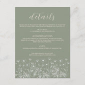 Elegante Sage Green Minimalist Boho Floral Wedding Informatiekaartje (Voorkant)