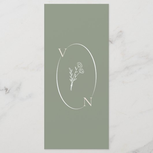 Elegante Sage Green Minimalist Boho Floral Wedding Menu (Achterkant)