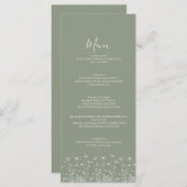 Elegante Sage Green Minimalist Boho Floral Wedding Menu (Voorkant / Achterkant)