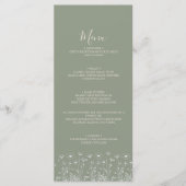 Elegante Sage Green Minimalist Boho Floral Wedding Menu (Voorkant)